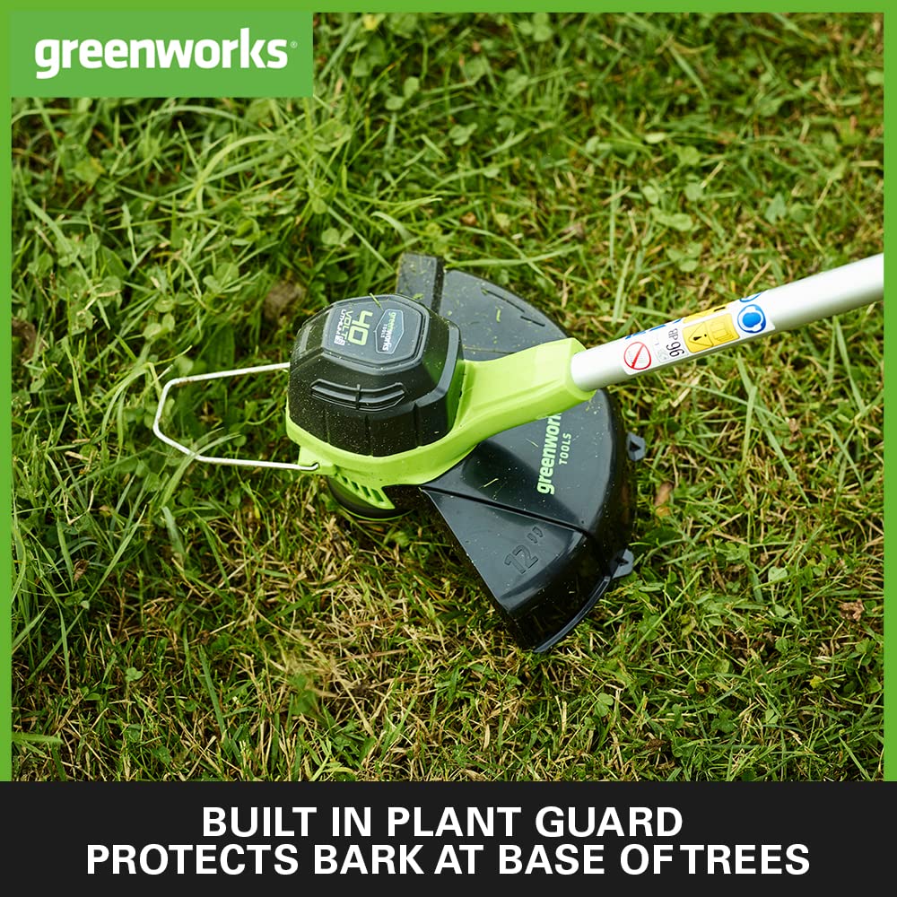 Greenworks 40V Cordless Strimmer for Medium Gardens, Adjustable Height, 30cm Cutting Width, Autofeed 1.65mm Nylon Line, WITHOUT 40V Battery & Charger,