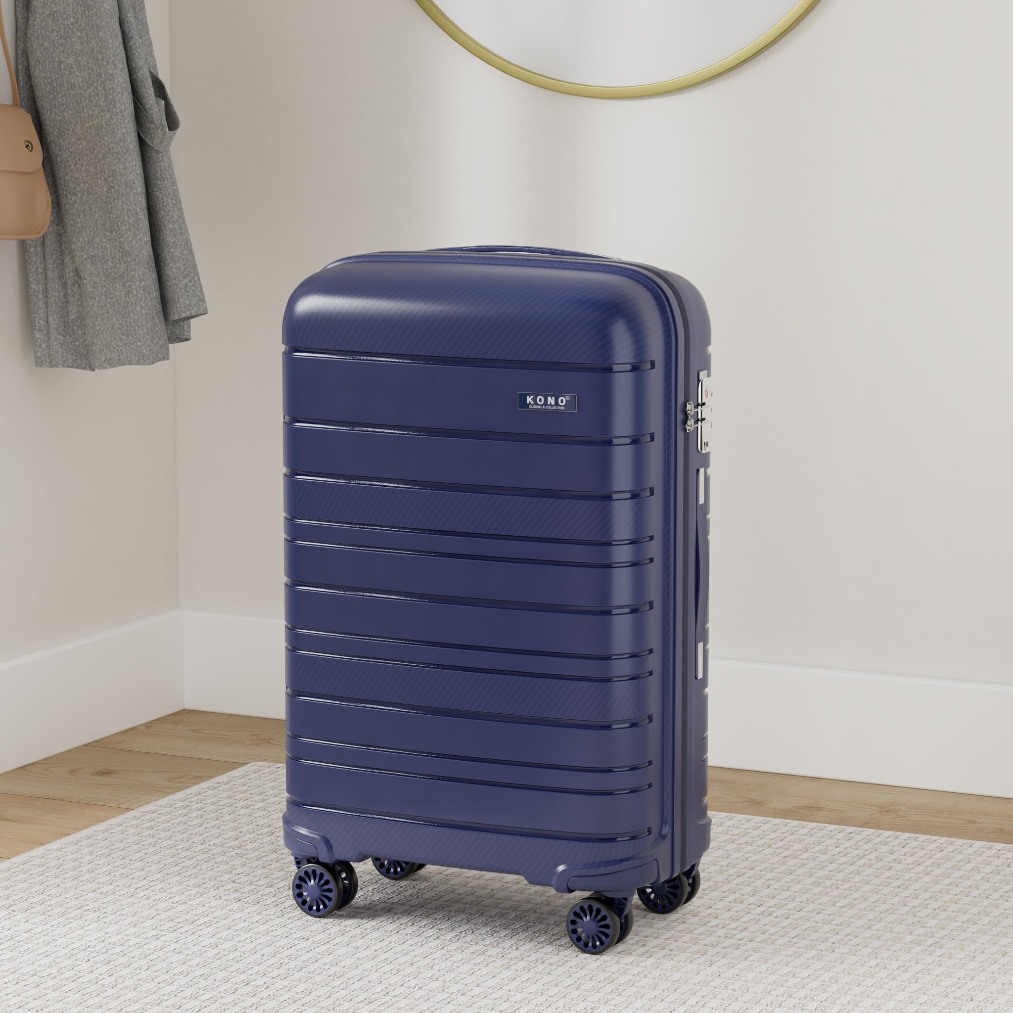 Kono Lightweight Suitcase Hand Luggage Polypropylene Hard Shell Travel Trolley