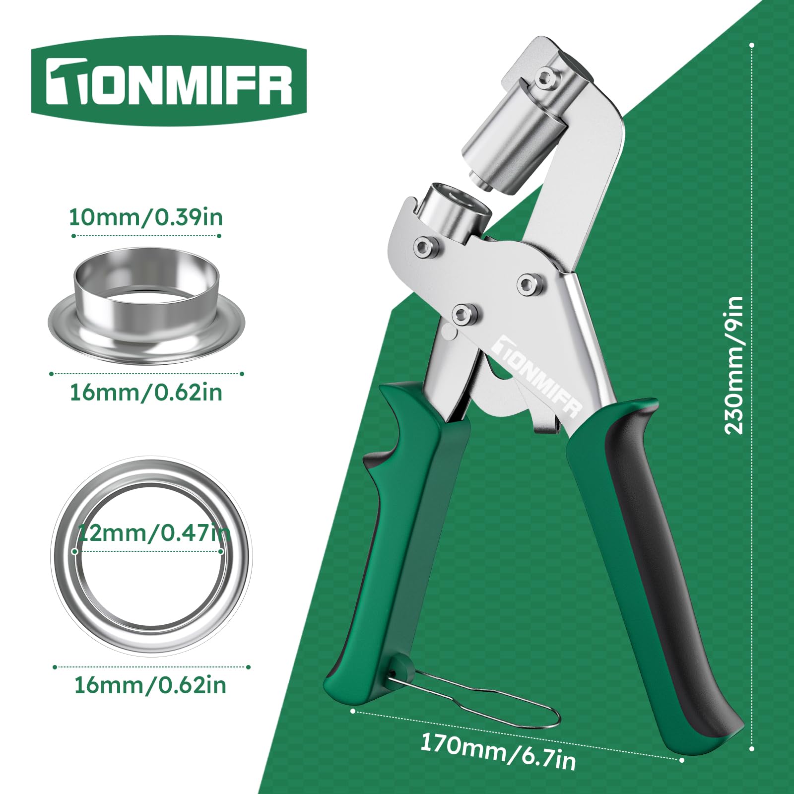 Professional Leather Hole Punch Plier - Tonmifr Heavy Duty 6 Sizes Belt & Watch Band Hole Puncher Tool, Leather Craft Tool for Belts, Handbags, Straps, Precision Ground Punches with Non-Slip Grips