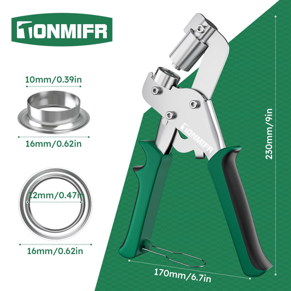 Professional Leather Hole Punch Plier - Tonmifr Heavy Duty 6 Sizes Belt & Watch Band Hole Puncher Tool, Leather Craft Tool for Belts, Handbags, Straps, Precision Ground Punches with Non-Slip Grips