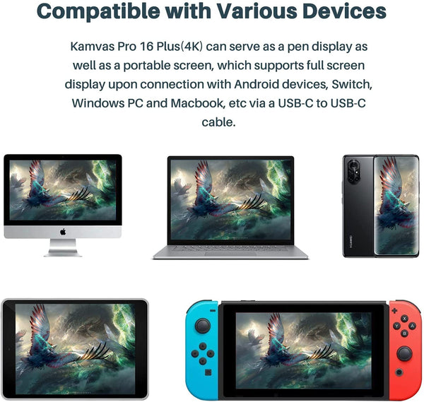 HUION Kamvas Pro 16(4K) UHD Graphic Tablet with Screen, 15.6-inch Monitor Full-Laminated Anti-Glare, Tilt Function 8192 Battery-Free Stylus PW517 for PC, Mac, Android