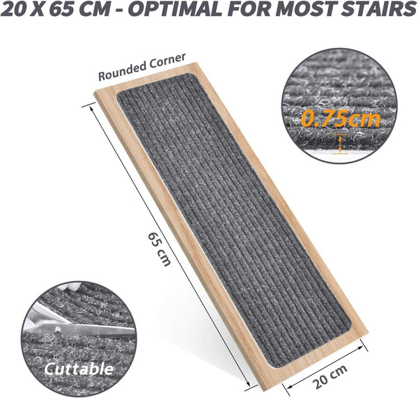 MBIGM 8" X 25.6" (15 Pack) Non Slip Carpet Stair Treads Non Skid Safety Rug Slip Resistant Indoor Runner for Kids Elders and Pets with Reusable