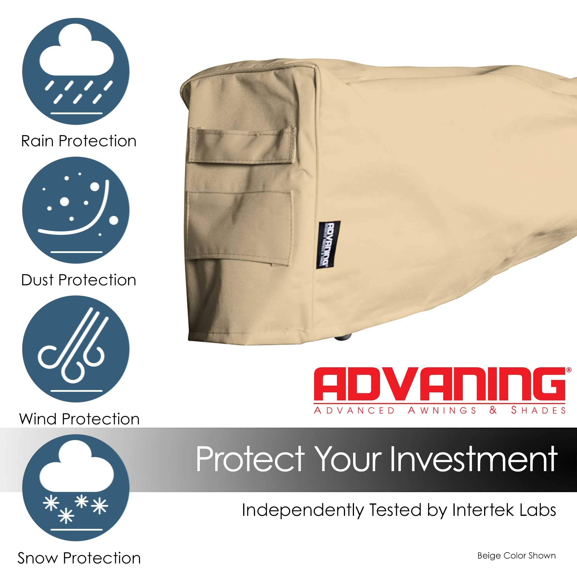 ADVANING AC1200-P861T Protective Cover for 12' Wide Retractable Awnings, Heavy Duty Weather Proof Polyester Fabric, Beige