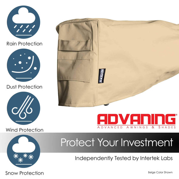 ADVANING AC1200-P861T Protective Cover for 12' Wide Retractable Awnings, Heavy Duty Weather Proof Polyester Fabric, Beige