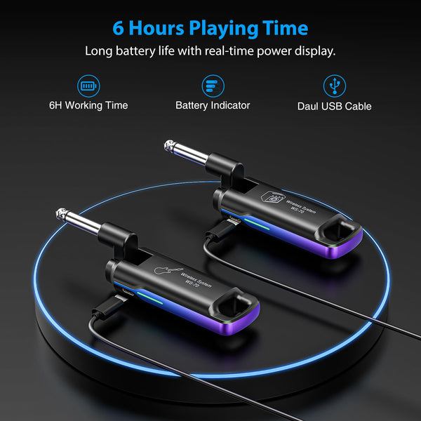 Wireless Guitar System,LEKATO Wireless Guitar Transmitter Receiver with 70 Channels,<3ms Low Latency Rechargeable Digital Audio Guitar Cable Cordless Bass Jack Lead for Electric Guitars,Bass,KeyBoard