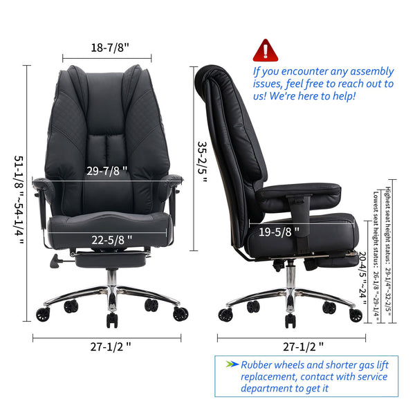EXCEBET Ergonomic Office Chair – High Back PU Leather Executive Desk Chair with Adjustable Armrests, Swivel Computer Chair for Home/Office, Heavy Duty Support up to 400 lbs