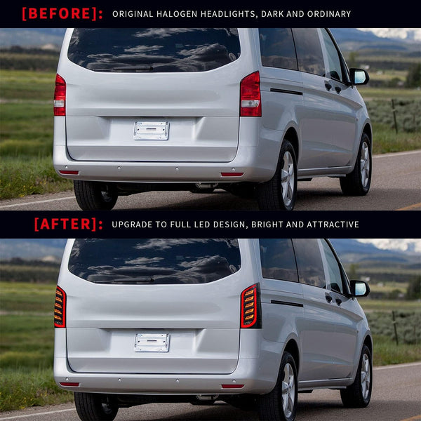 Archaic LED Rear Lights Compatible with V-Class Vito W447 V250 3rd Gen EQV 2016-2023, with Sequential Turn Signal,Animation DRL,For LED Version