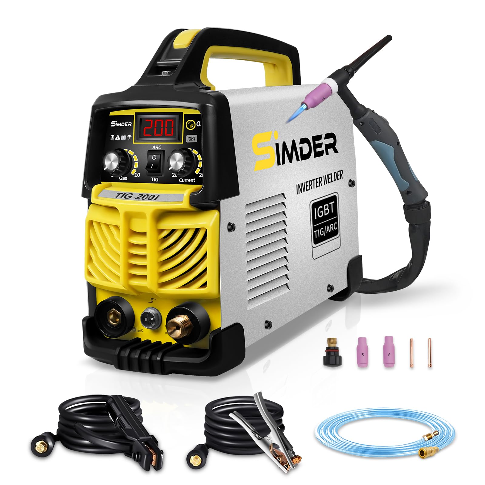 SSIMDER Tig Welder TIG-200 220V TIG MMA 2 in 1 Welding Machine Stick Arc Welding DC IGBT Inverter Welder Machine for Metal Fabrication/Automotive/DIY/Workshops,Best for Beginner