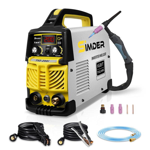 SSIMDER Tig Welder TIG-200 220V TIG MMA 2 in 1 Welding Machine Stick Arc Welding DC IGBT Inverter Welder Machine for Metal Fabrication/Automotive/DIY/Workshops,Best for Beginner