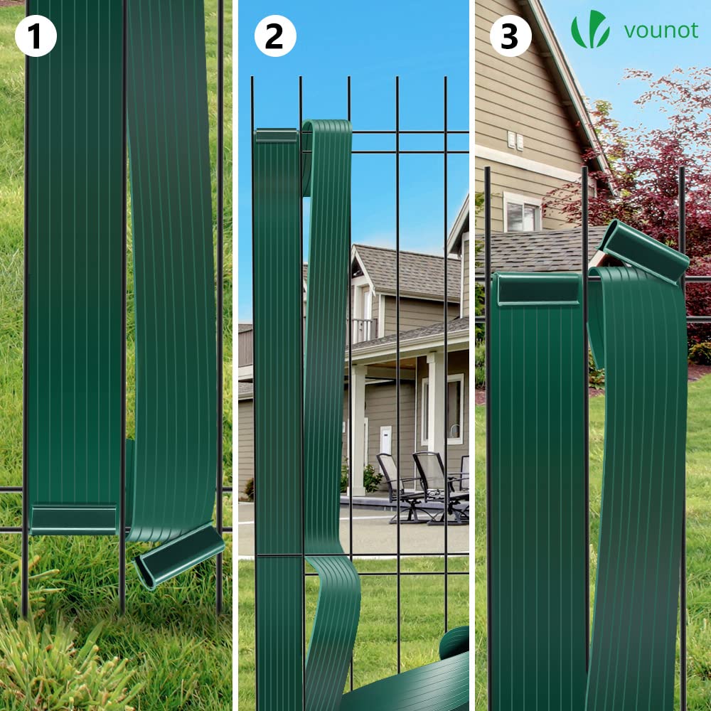 VOUNOT? PVC Privacy Strips Garden Privacy Fence Screen 300m x 4.7cm Double Rod Mats with 600 Clips for Deck, Patio, Balcony, Green