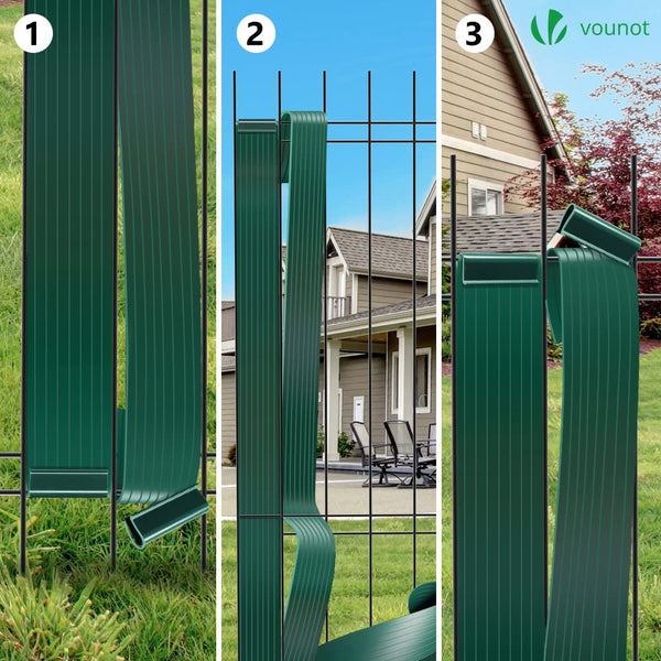 VOUNOT? PVC Privacy Strips Garden Privacy Fence Screen 300m x 4.7cm Double Rod Mats with 600 Clips for Deck, Patio, Balcony, Green