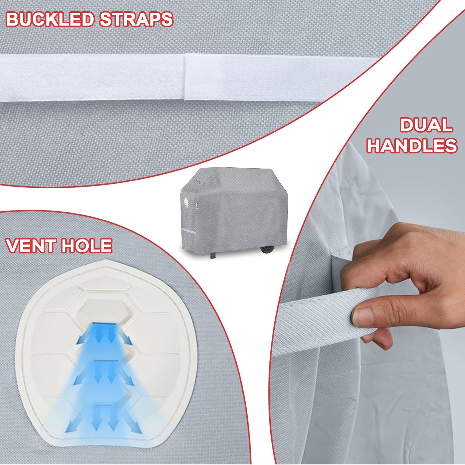 Turtle Life BBQ Grill Cover, 64 Inch Heavy Duty Waterproof 4-6 Burner Barbecue Gas Grill Covers for Weber Genesis Char-Broil Brinkmann, No Fading