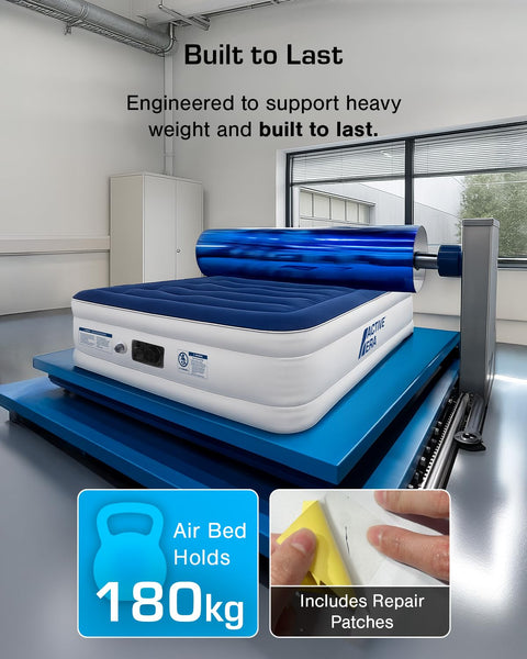 Active Era Luxury Single Inflatable Mattress | Puncture Proof Single Airbed with Flock Coating | Quick 3 Mins Blow Up Bed with Built-in Pump | Portable Air Bed for Home, Camping & Guests 187x99x53cm