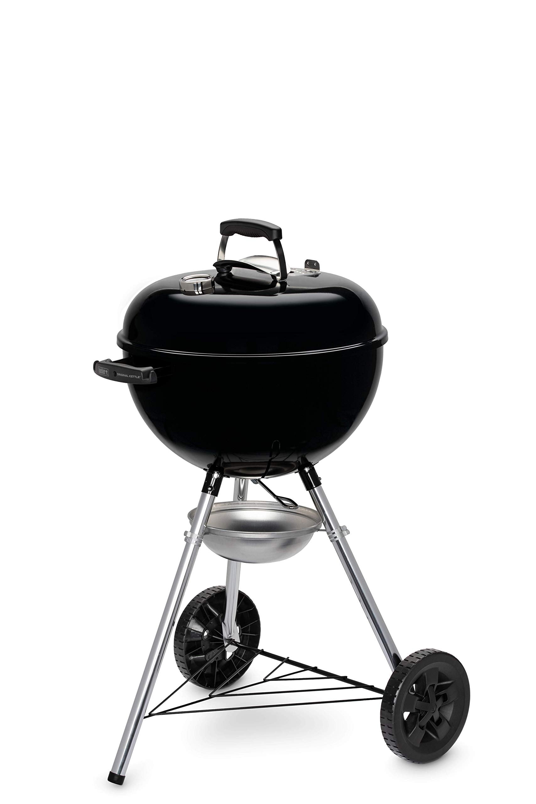 Weber Original Kettle Charcoal Grill, Ø 57cm Grill Area, BBQ Grill with Porcelain-Enamelled Lid & Bowl, Lid Thermometer, One-Touch Cleaning System - Black (14101004)