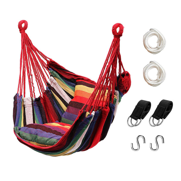 Hommtina Hammock Chair Hanging Rope Swing, Max 300 Lbs Hanging Chair with Pocket & Durability Perfect for Outdoor, Home, Bedroom, Patio, Yard (Pillows