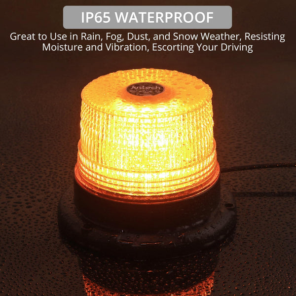 Justech 12/24V 40W 40 LED Flashing Beacon Light Emergency Warning Strobe Light Amber Strobe Lights 7 Flash Modes Waterproof with Magnetic Base for Truck Vehicle