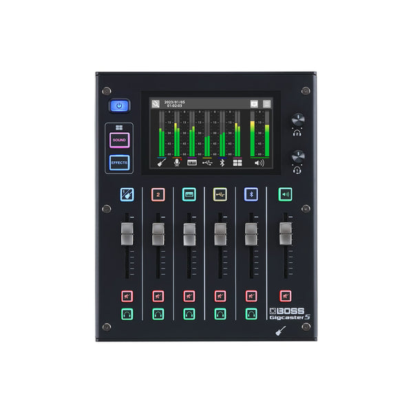 BOSS Gigcaster 8 | 8-Channel Audio Streaming Mixer with Direct Guitar/Bass Input | 4 XLR/TRS Combo Inputs | Built-In Stereo Mic | 8 SFX Pads | 20x14 USB Audio Interface | Onboard Recording | Bluetooth