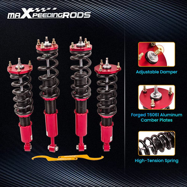 maXpeedingrods Adjustable Damper Coilover Suspension Kit Red