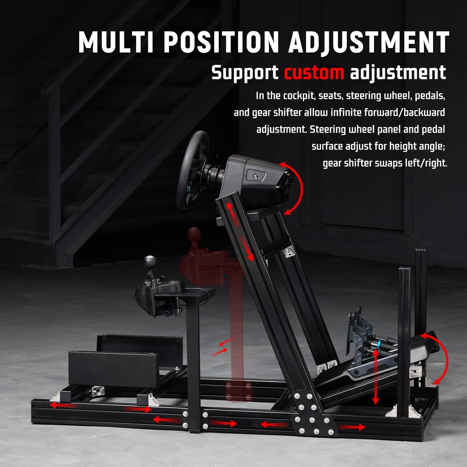 Dardoo 4080 Aluminum Profile Racing Simulator Cockpit, Steering Wheel Stand is Adjustable in all Directions,Fits For Logitech/Thrustmaster/Fanatec G920 G923 CSL-DD T818