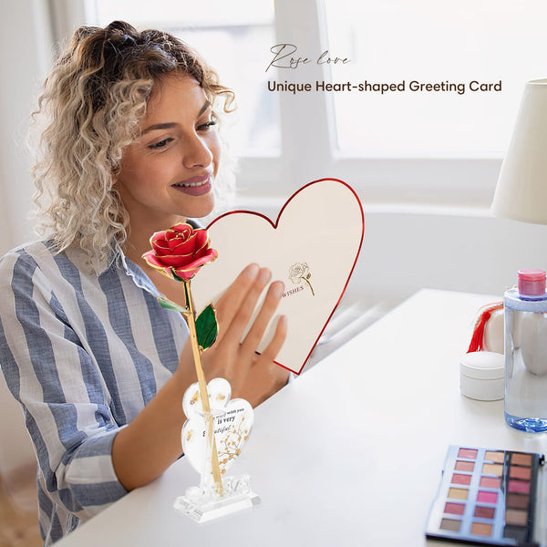 Ariceleo Gold Dipped Infinity Rose Last Forever Flower Decor, Birthday Gift for Women in Her Birthday Valentines Day Mothers Day, Resin Preserved Rose