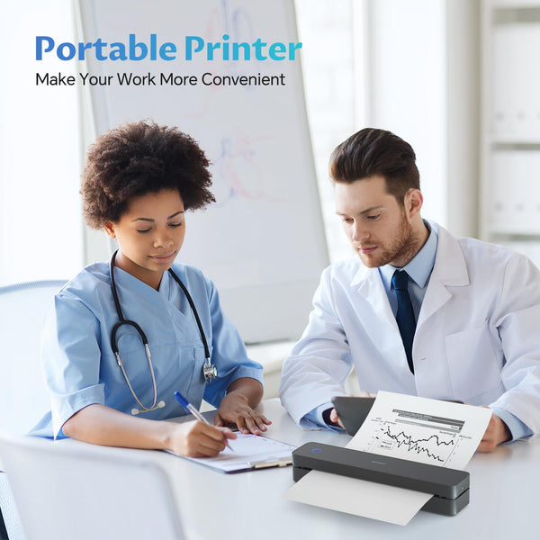 iDPRT Portable Thermal Printer,Wireless Printer for Travel Support A4&A5 Thermal Paper, Bluetooth Inkless Printers Compatible with Android and iOS Phone&Laptop,Black