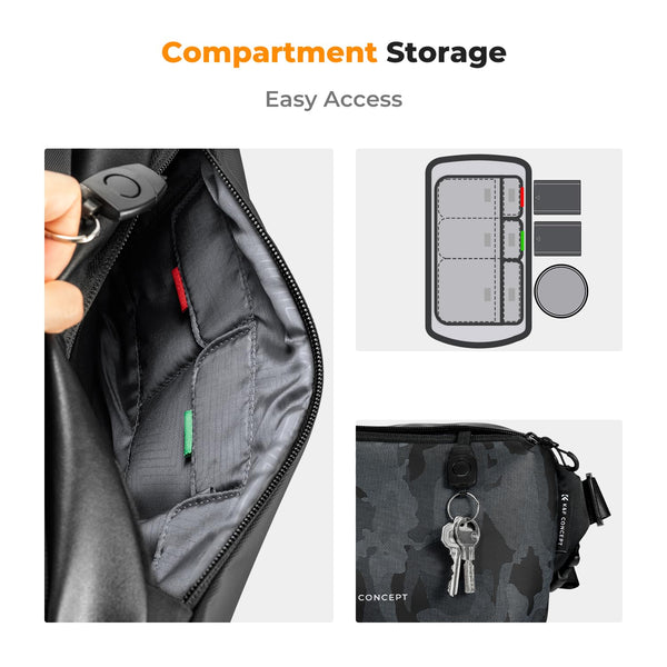 K&F Concept Camera Sling Bag, Camera Bag for DSLR and Lenses, Single Shoulder Camera Case Crossbody Bag with Tripod Holder for SLR Canon Sony Nikon Drone