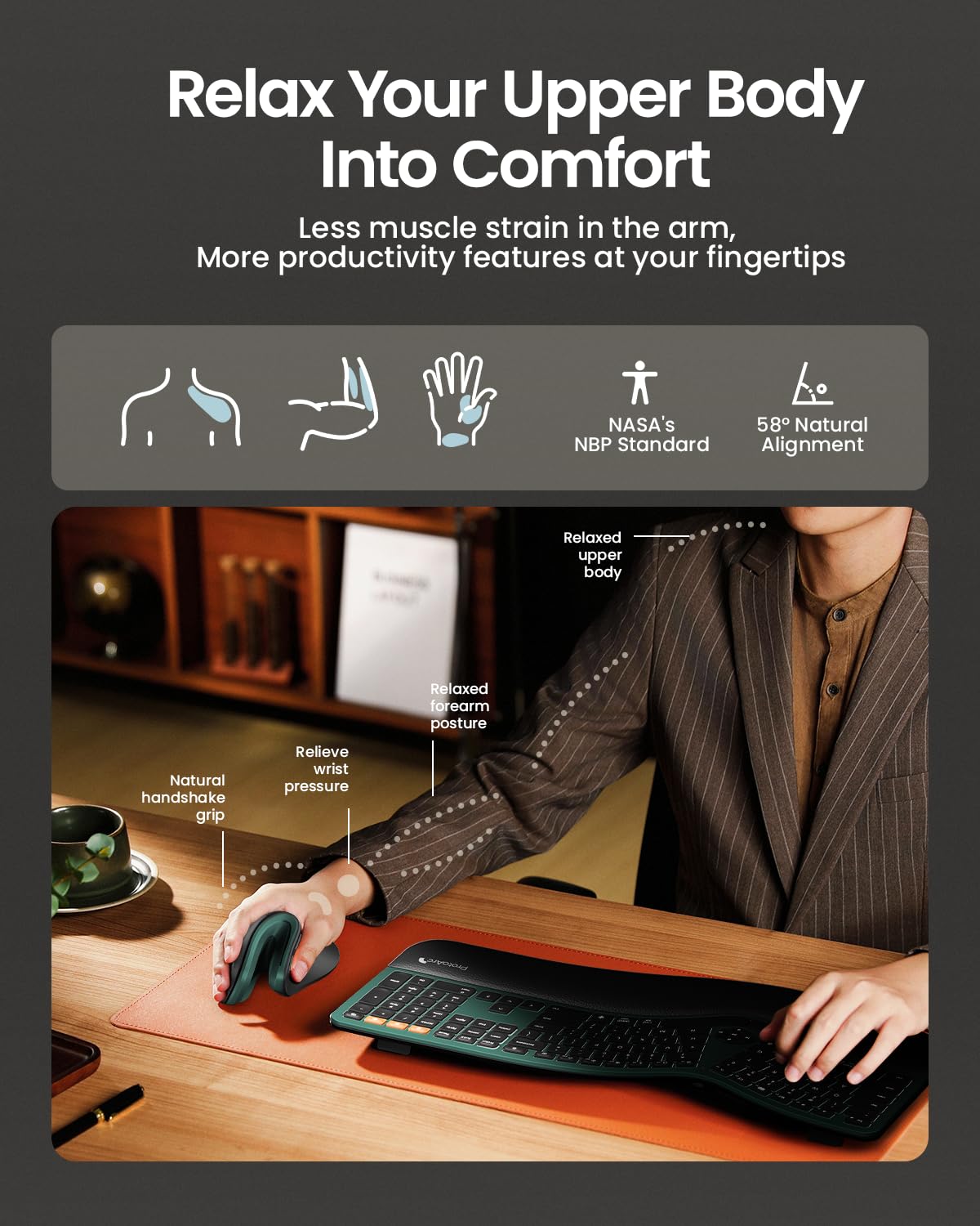 ProtoArc EM11 NL Ergonomic Mouse, Wireless Vertical Mini Mouse Rechargeable Optical Mice with Multi-Device (2*Bluetooth + USB Connection), 3 Adjustable DPI for Computer, iPad, Mac, Windows Black