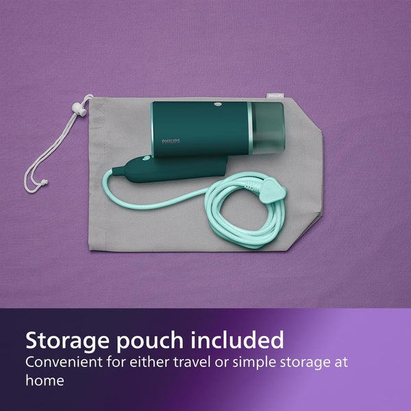 Philips 3000 Series Handheld Steamer, 1000W, 20 g/min Steam, Kills Germs, Detachable 100ml Water Tank, Compact + Foldable, Plastic Plate, Blue (STH3000/26)