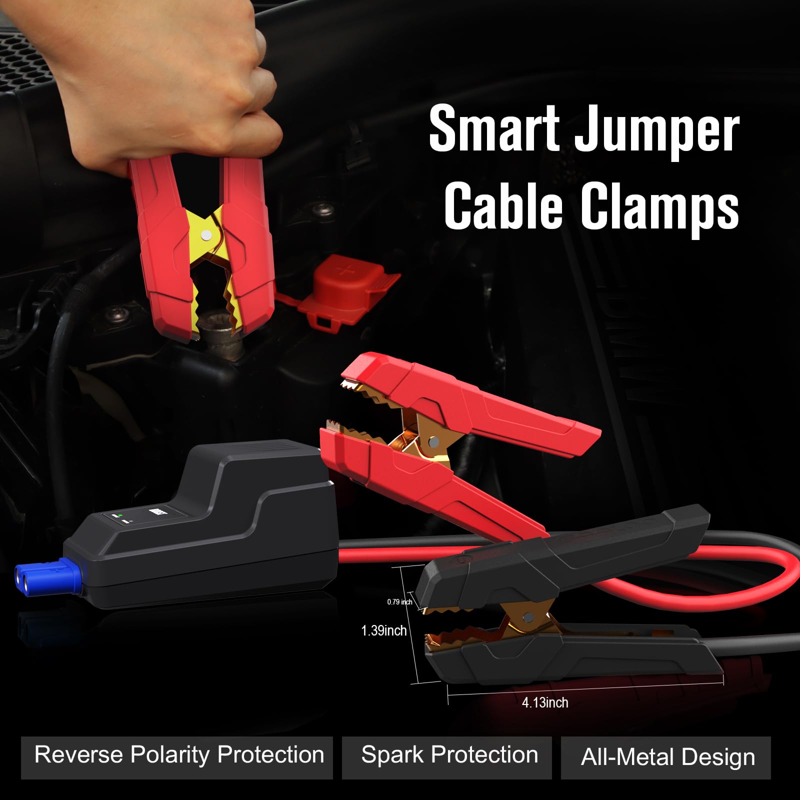 GOOLOO 1500A Jump Starter Power Pack, Car Battery Booster Jump Starter for 12V Vehicle(Up to 6.0L Gas,4.0L Diesel), Jump Pack and Jump Starters, With Smart Jumper and LED Torch