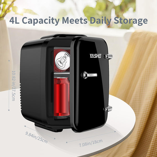 YASHE Mini Fridge for Bedroom, 4 Liter/6 Cans Small Fridge, AC/DC Thermoelectric Cooler and Warmer Mini Fridge for Drink Office Dorm Car, Blue