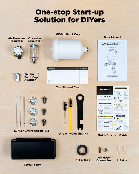 InoKraft D1 LVLP Air Spray Gun Premium Kit, Easy to Use, Paint Gun for Cars & House DIY Painting, 1.3/1.5/1.7mm Nozzles, with Paint Sprayer Accessories
