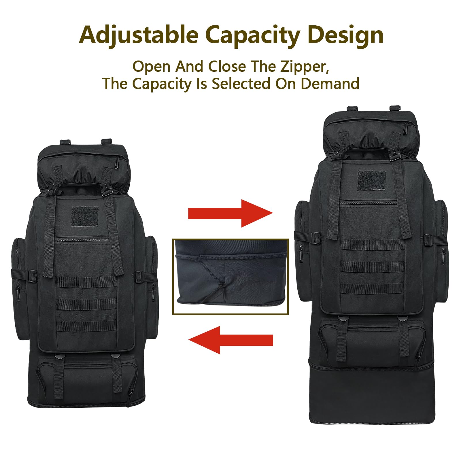 Wesoke 80L 100 liters Camping Hiking Backpack for Men, Extra Large Survival Hunting Backpack, Waterproof Big Molle Military Tactical Rucksack, Oversized Outdoor Sport Travel Daypack