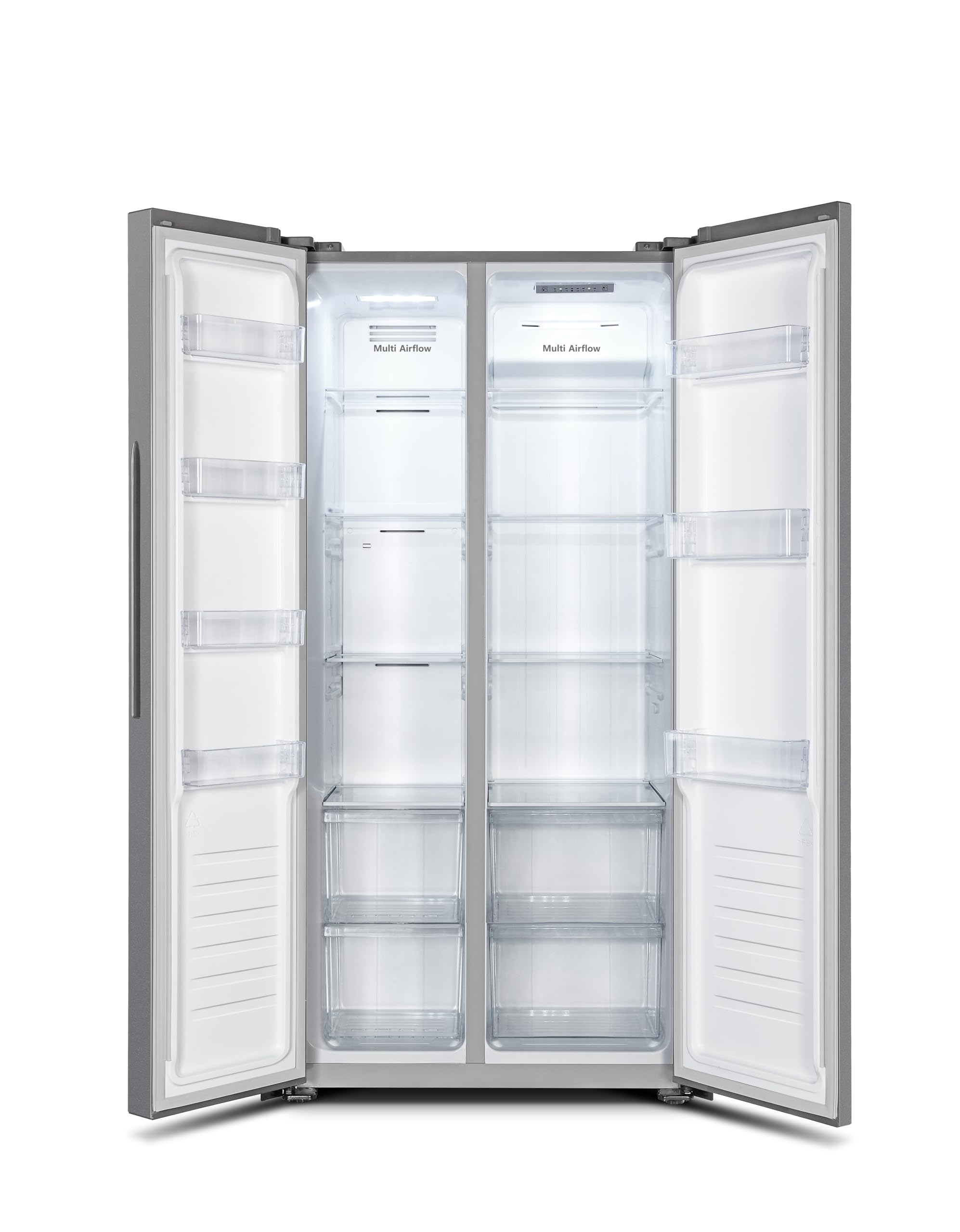 Fridgemaster MS83430EB Freestanding Slim American Side by side Door Fridge Freezer 441L, Total No Frost, Inverter compressor, Black, 83.2x178.0cm, Energy Rating E