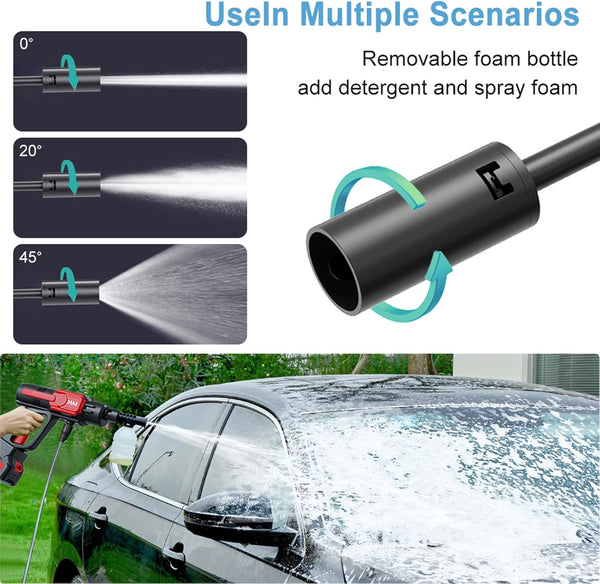 EAFCar Cordless Pressure Washer, Portable High Power Washer Machine with 4.0Ah Rechargeable Battery, Pressure Washer for Car/Floor/Garden Cleaning & Watering (Redblack)