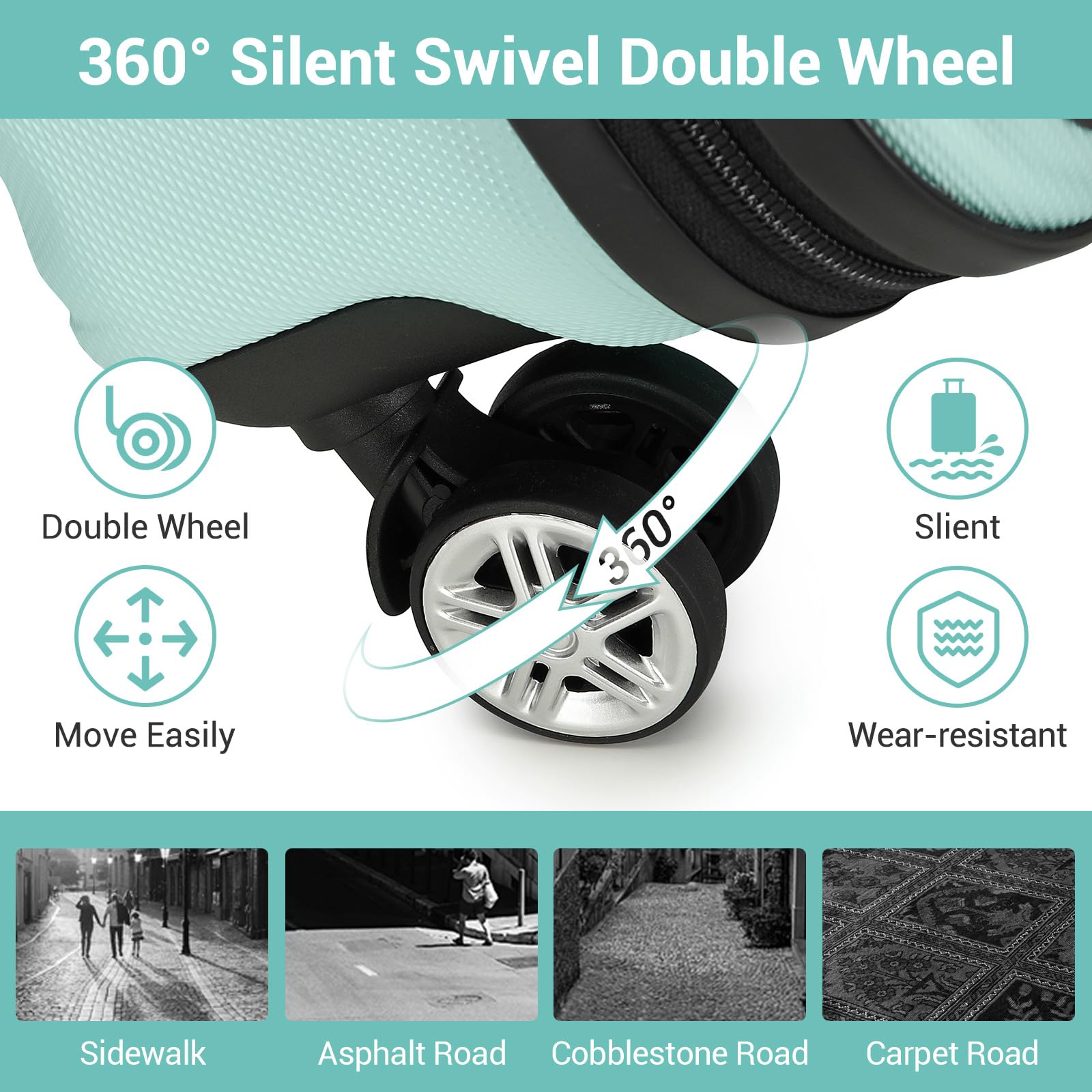 Kono Fashion Hand Luggage Lightweight ABS Hard Shell Trolley Travel Suitcase