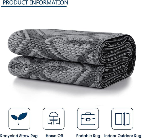 Enipate Outdoor Rugs for Garden Patios, 5x8ft Plastic Weatherproof Woven Picnic Blankets, Reversible & Easy Cleaning Deck Carpet Camping Mats