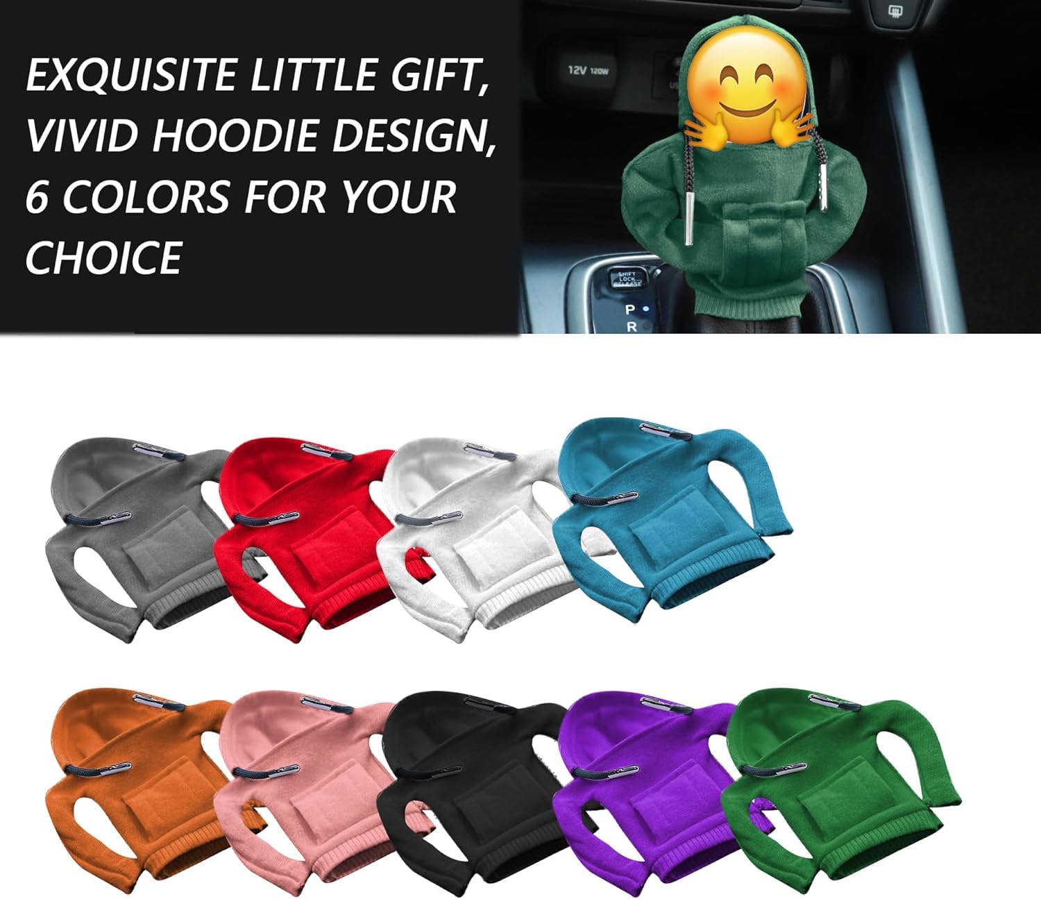 Car Gear Shift Cover,Vivid Gear Shift Knob Hoodie for Car Decorations & Protections,Universal Car Interior Accessories Stick Shift Cover Fits Car Truck SUV (Green)