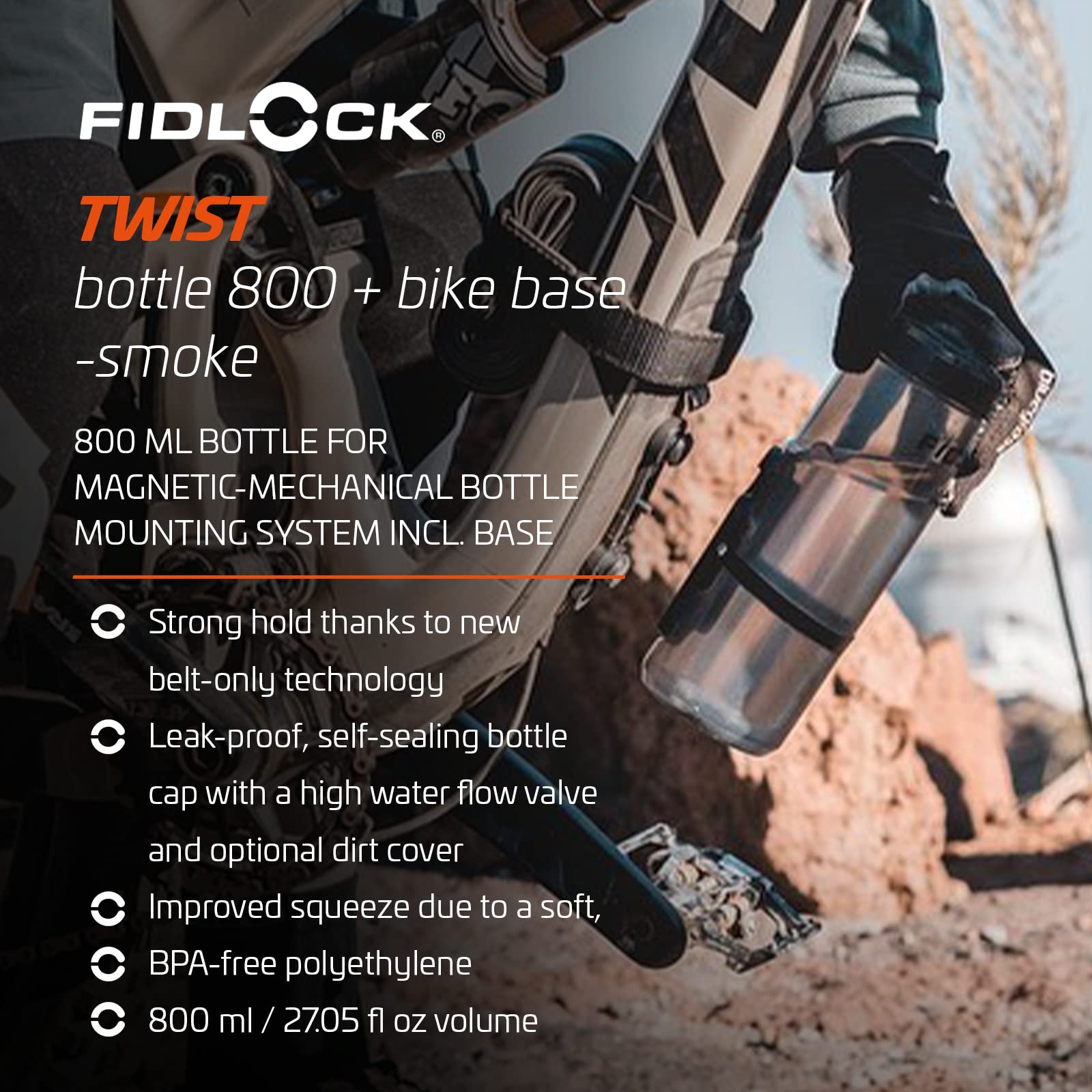 Fidlock Twist Bottle Set 800 + Bike Base Transparent Black