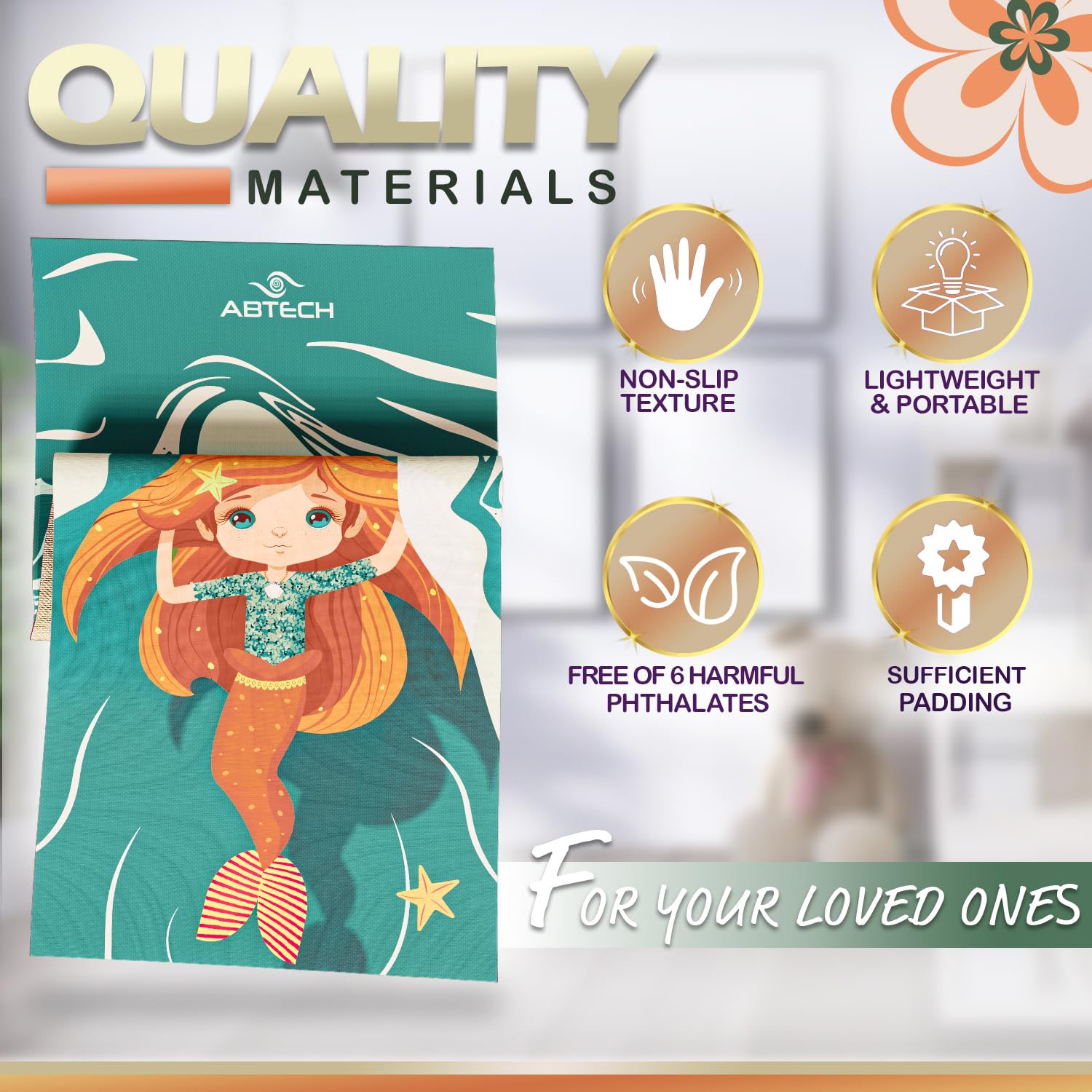 Kids Yoga Mat Set for Boys & Girls - Doll, Unicorn and Mermaid - Chemical Free - Non-Toxic - Non-Slip - 60 X 24 X 0.2 Inches - w/ 12 Yoga Cards - Cute