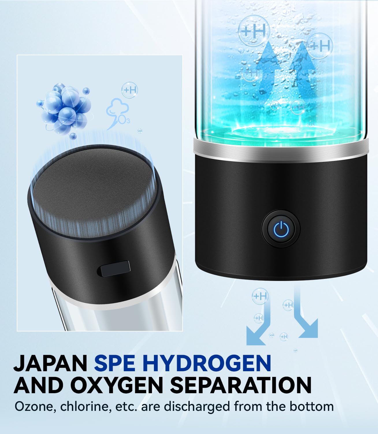 Upgrade 3-in-1 Hydrogen Water Bottle Generator - Industry TOP - 24-Hour Hydrogen Lock | 0 Chlorine & 0 Ozone | 100% Leak-Proof Seal, Hydrogen Water Bottle Generator