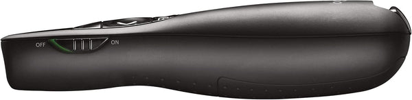 Logitech R400 Wireless Presentation Remote, 2.4 GHz, USB-Receiver, Red Laser Pointer, 15-Meter Operating Range, 6 Buttons, Intuitive Slideshow Control, Battery Indicator, PC - Black