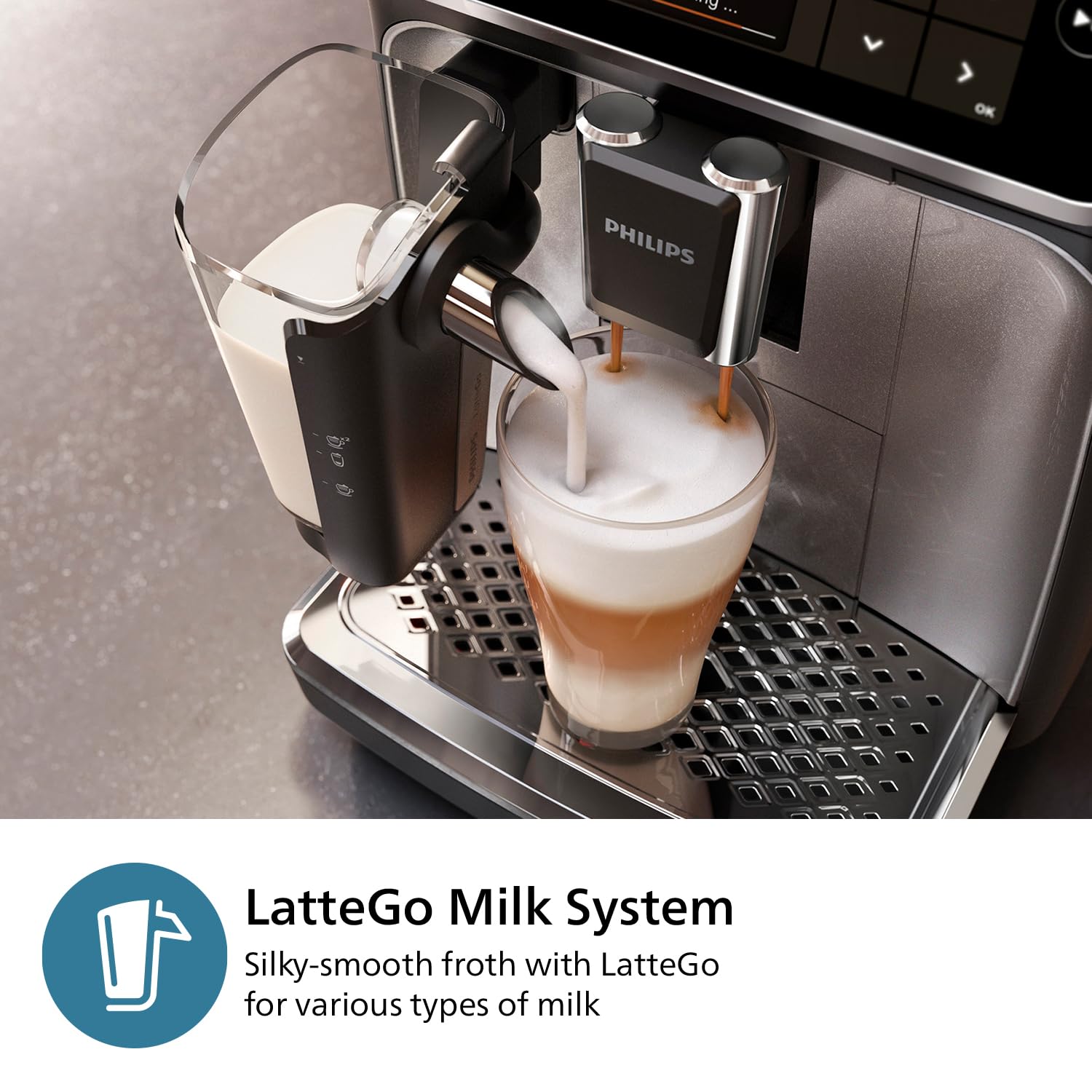 Philips 2200 Series Fully Automatic Espresso Machine - 2 Coffees, Touch Display, Classic Milk Frother, Ceramic Grinder, Matte Black (EP2220/10)