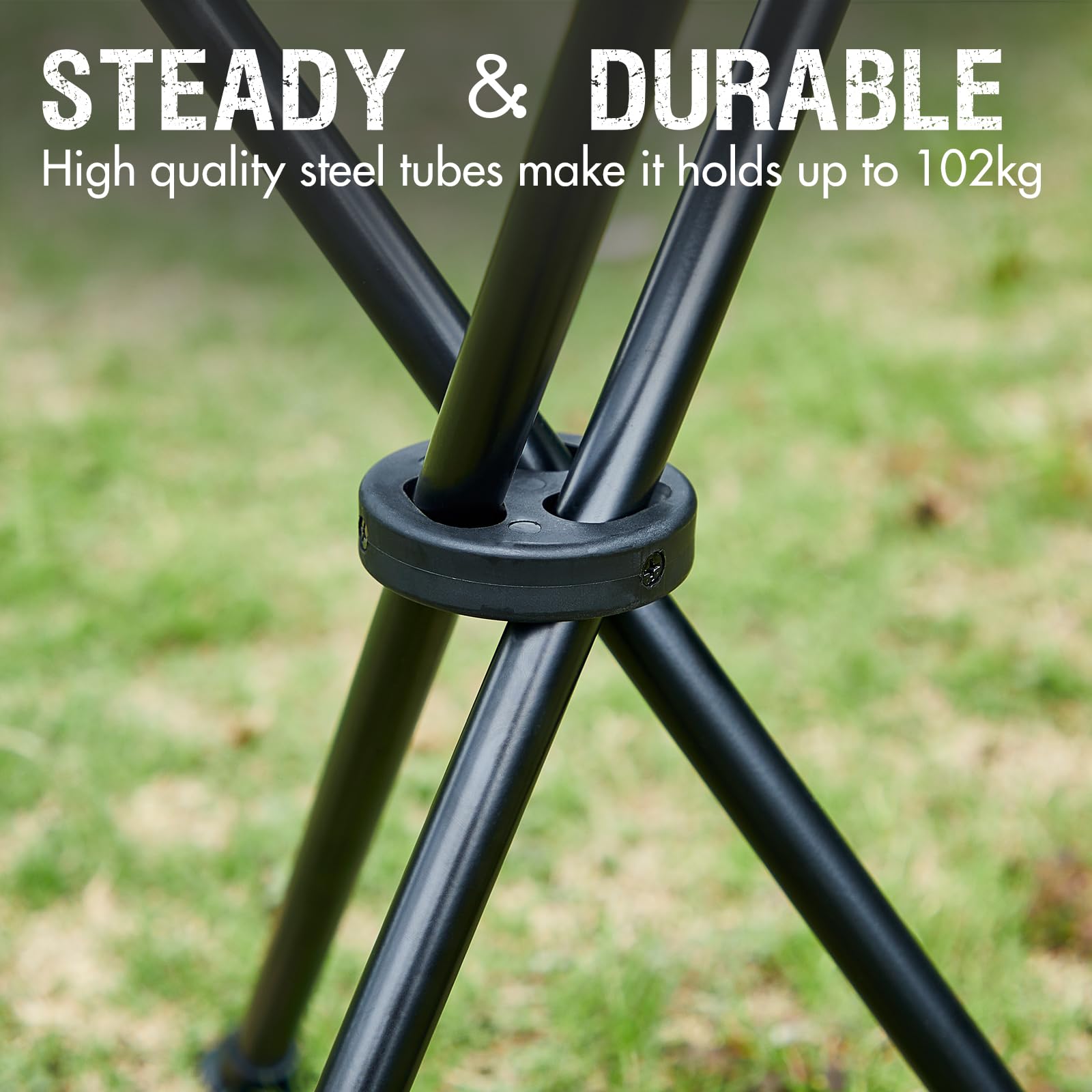 EVER ADVANCED Folding Stool Tripod Tall 53 cm Lightweight Camping Stool Compact Portable Fishing Tripod Camping Chair Collapsible for Outdoor Travel Walking Garden Backpack Hold Up 102 KG
