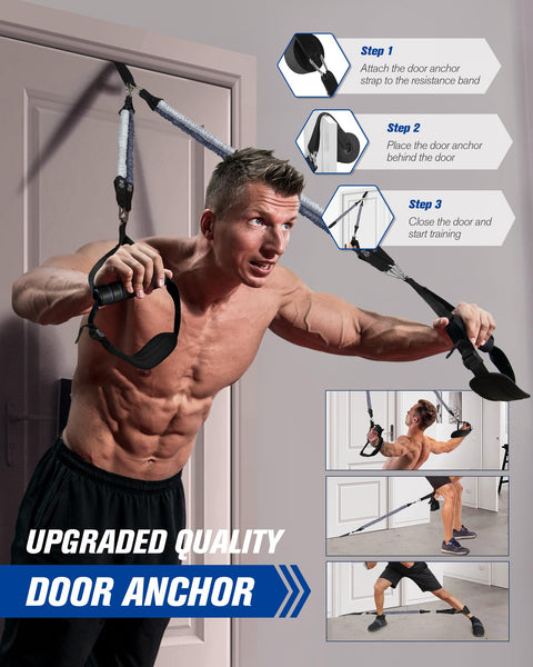 ALongSong Resistance Bands Set Men With Pilates Bar Set 6 Latex Exercise Bands 50-360Lbs/Handles Door/Anchor Pilates Equipment For Home Gym Workout