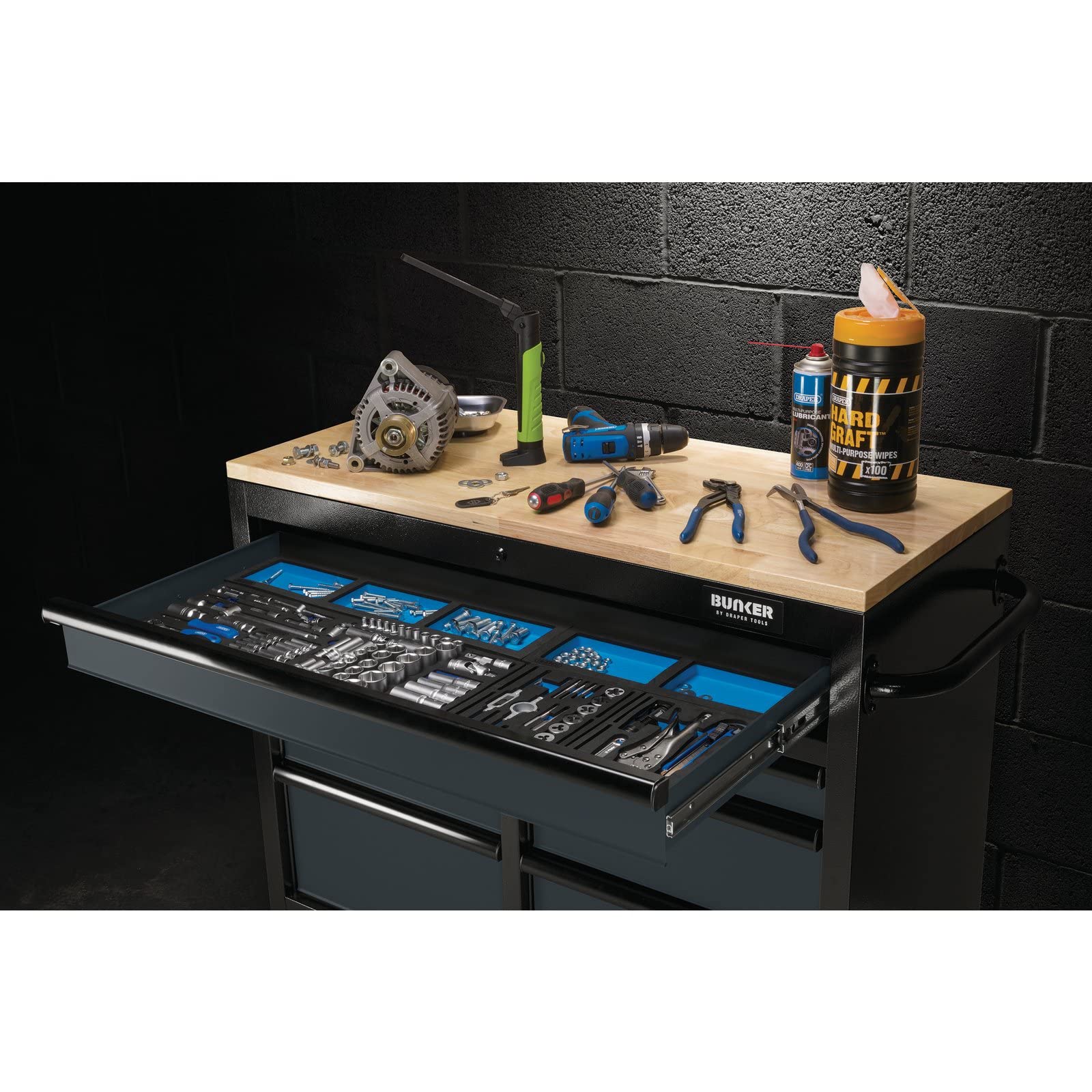 BUNKER 08216 Workbench Roller Tool Cabinet, 7 Drawer, 41 Inch, Grey