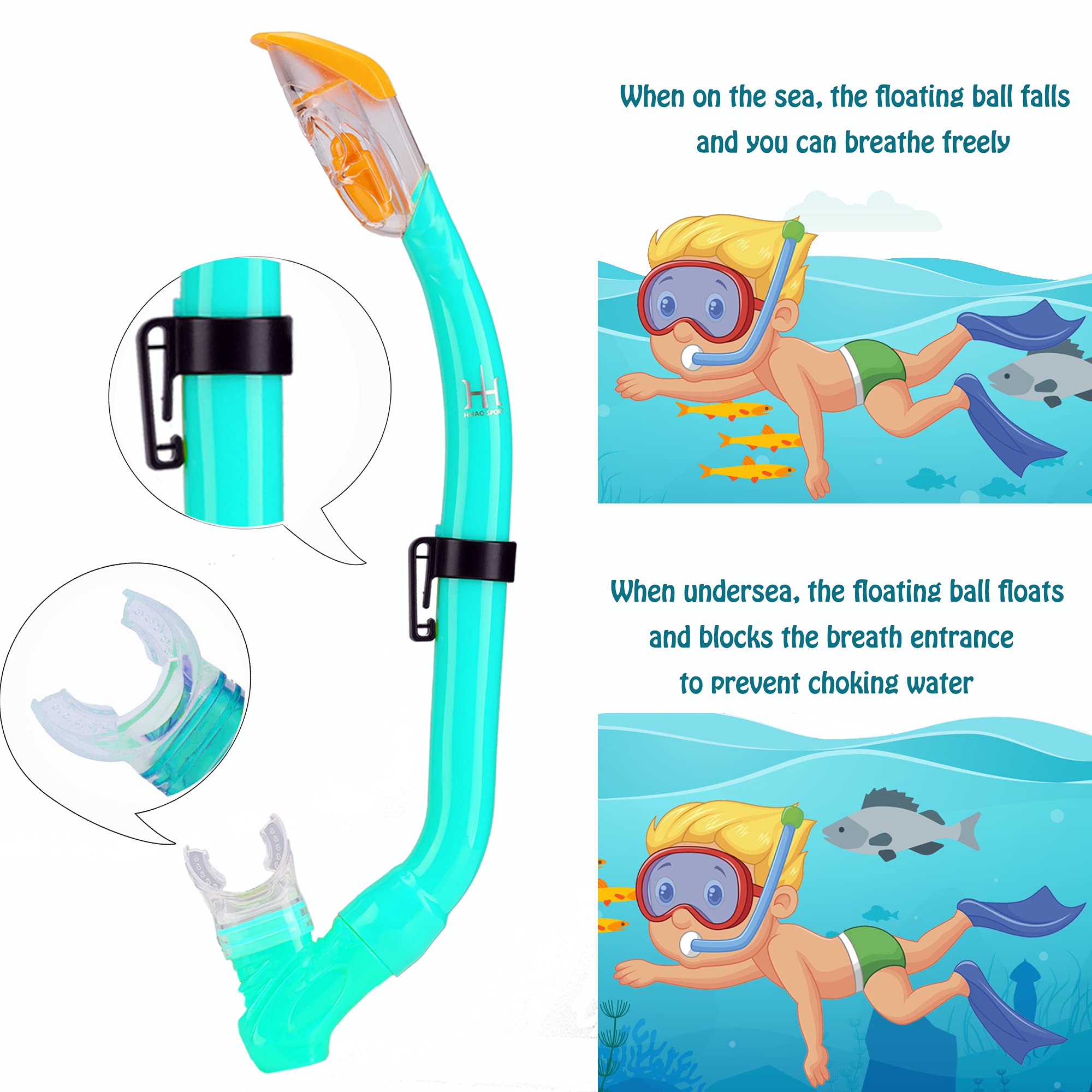 Kids Mask Snorkeling Set with Fins Anti Leak Snorkeling Gear for Kids with Adjustable Flippers, Youth Junior Full Dry Snorkel Set Swimming Goggles