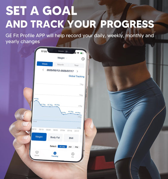 GE Scale for Body Weight and Fat, Digital 8-Electrode Smart Bathroom Scale 27 Measurements for BMI Muscle Mass Body Composition Analyzer Bluetooth Accurate Weighing Machine, 180kg/400 Pounds Capacity