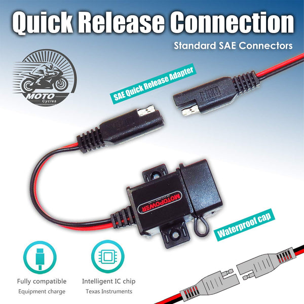 MOTOPOWER MP0609A 3.1Amp Motorcycle USB Charger Kit for Phone, GPS or Sport Camera