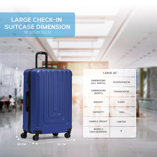 Flight Knight Premium Lightweight Suitcase - Built-in TSA Lock - 8 Spinner Wheels - ABS Hard Shell Check in Highly Durable Luggage - Medium - 67x45x26cm