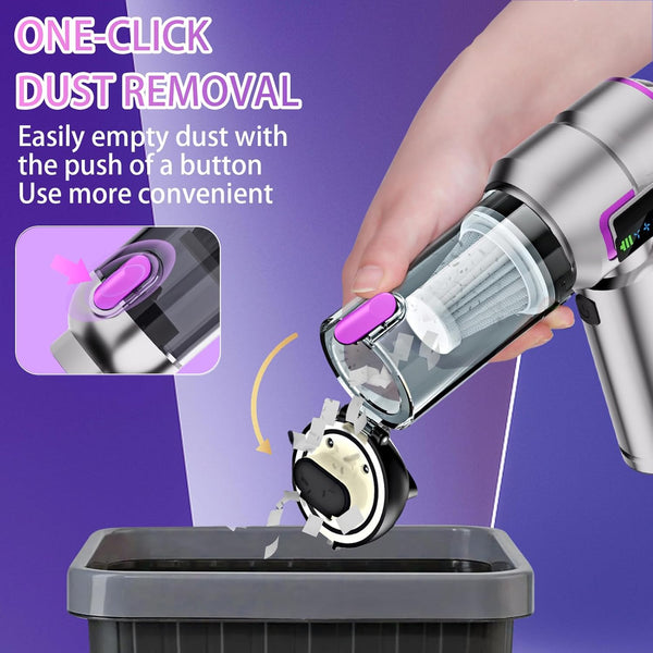 Lyiazsoy Car Vacuum Cleaner Cordless,22000PA High Power Mini Vacuum Cleaner,Rechargeable Handheld Vacuum Cordless,car hoovers for Pet Hair, Home, Office, Kitchen(Purple)